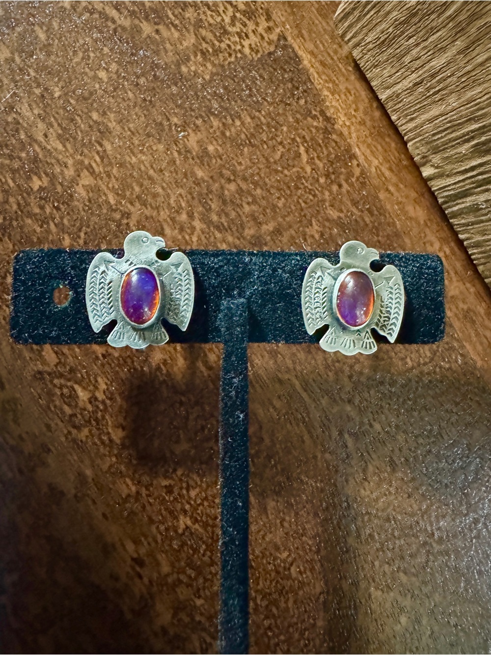 Dragon’s Breath Sterling Silver Thunderbird Screwback Earrings
